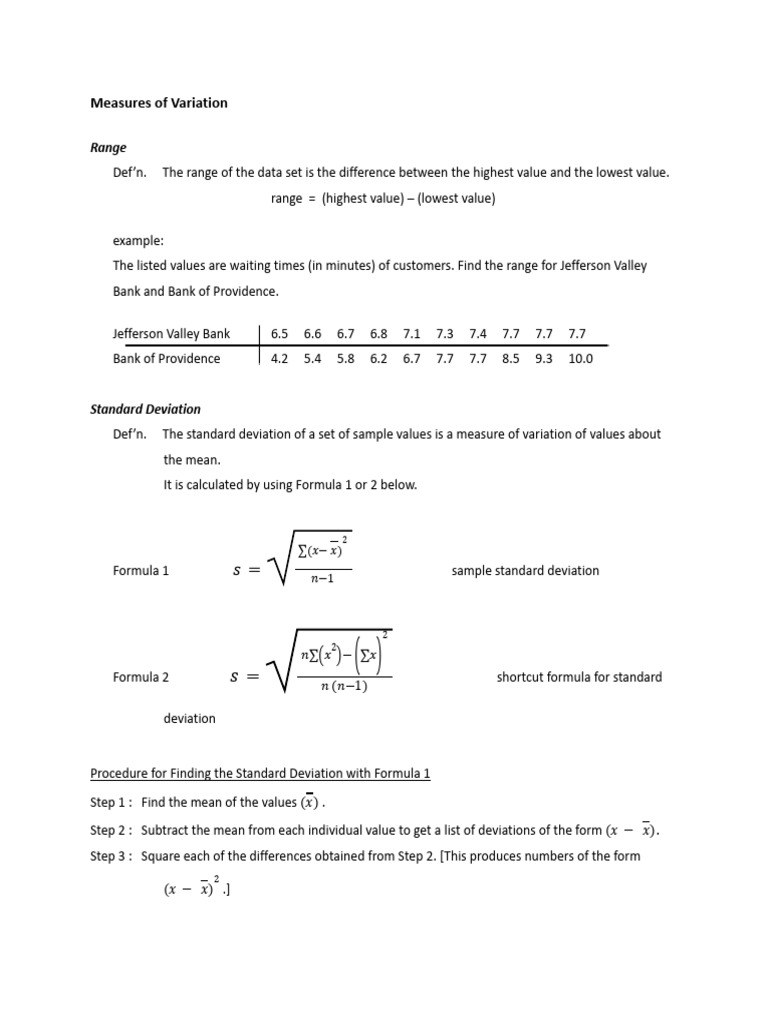 Measures of variation pdf