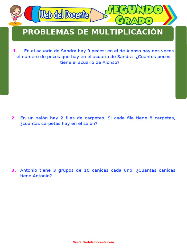 Problemas de Multiplicación para Segundo Grado de Primaria | PDF