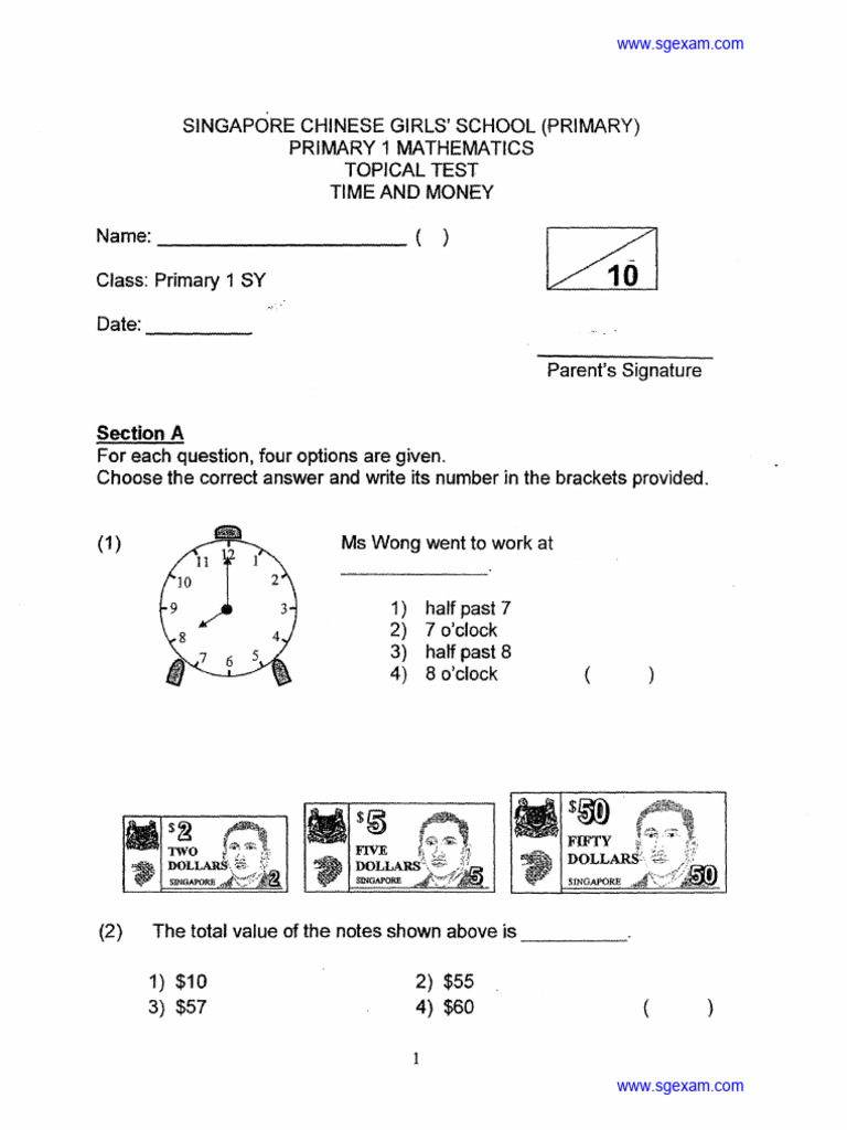 2015 p1 maths test singapore chinese girls pdf
