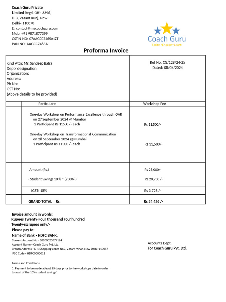 Format PP Proforma Invoice | PDF