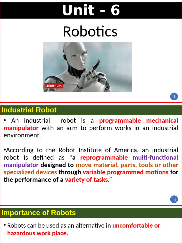 Unit-6 - Robotics | PDF