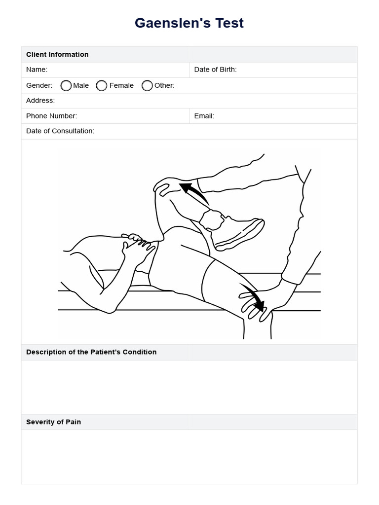 Gaenslen's Test Patient Evaluation Form | PDF | Law | Self-Improvement