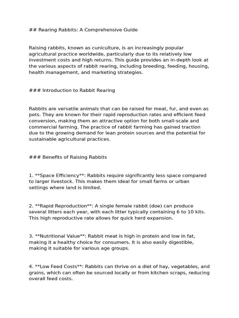Rearing Rabbits | PDF