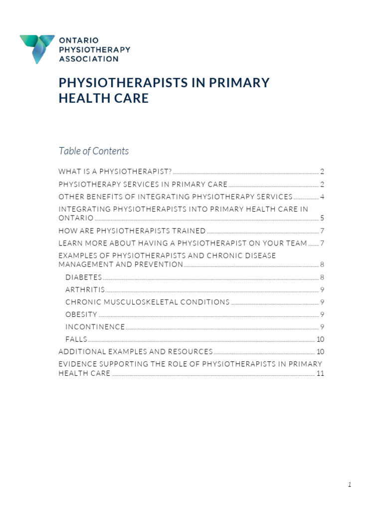 Physiotherapists in Primary Care | PDF | Physical Therapy | Health Care