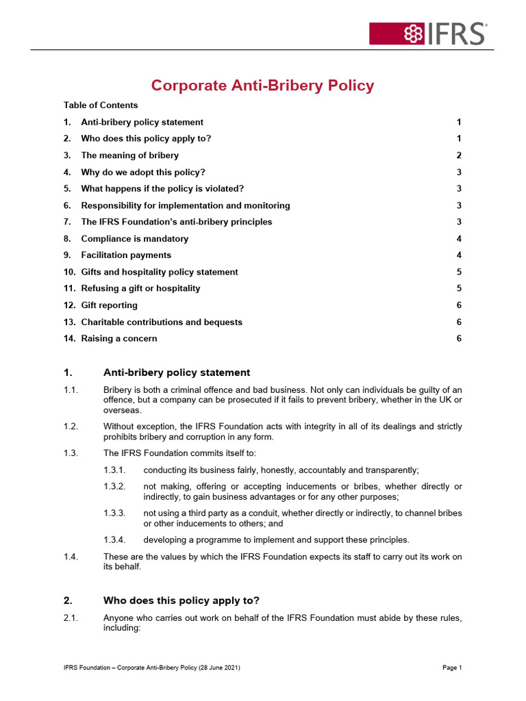 Anti Bribery Policy | PDF