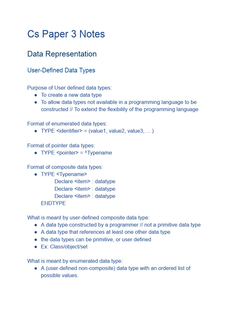 CS Paper 3 Notes | PDF