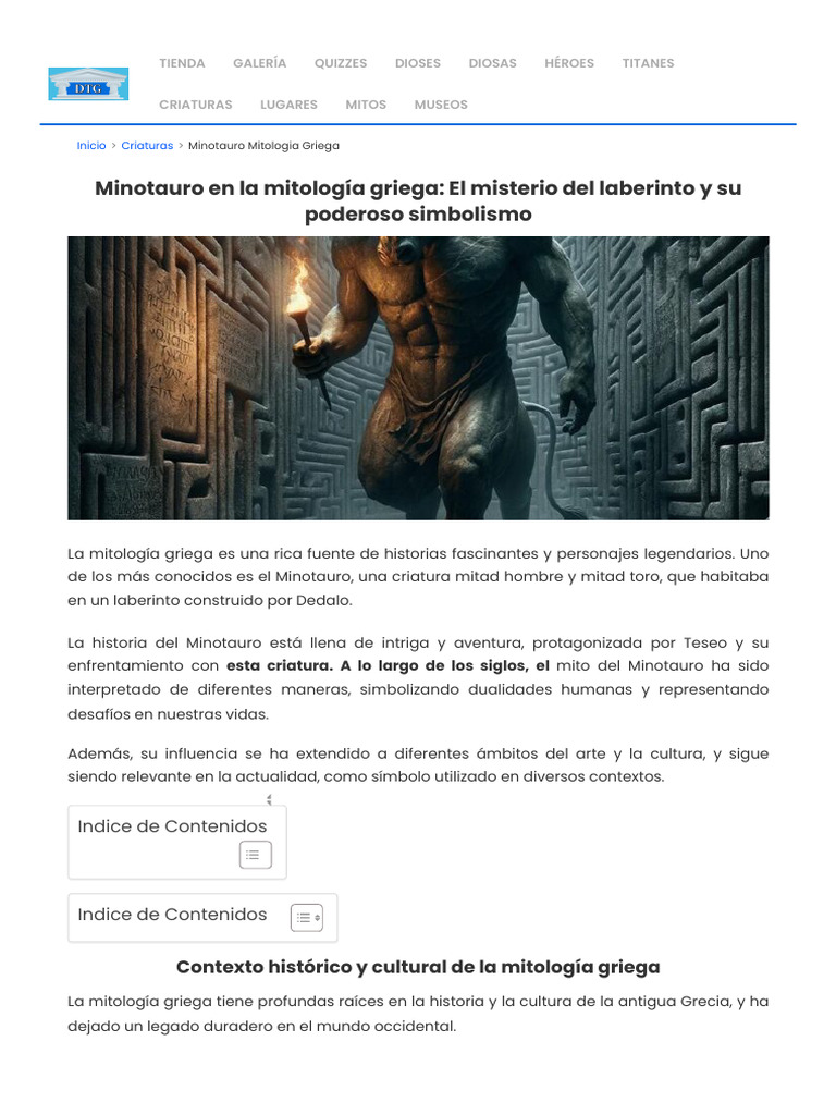 Minotauro en La Mitología Griega - El Misterio Del Laberinto y Su ...