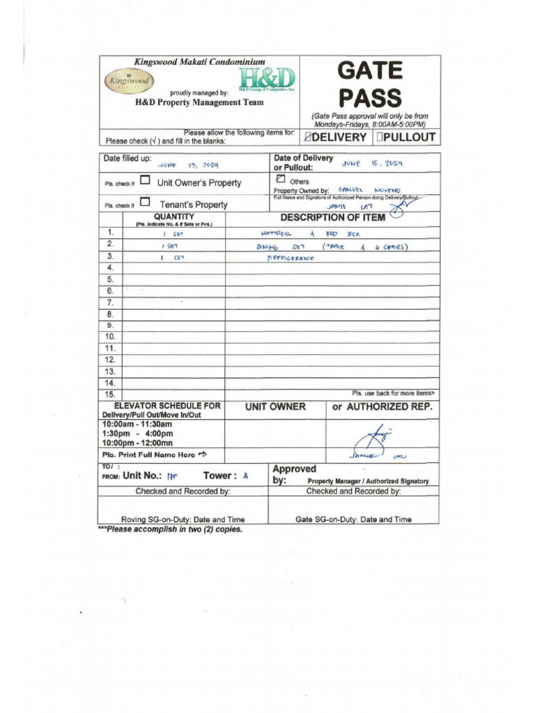 06.15.24 Gate Pass | PDF