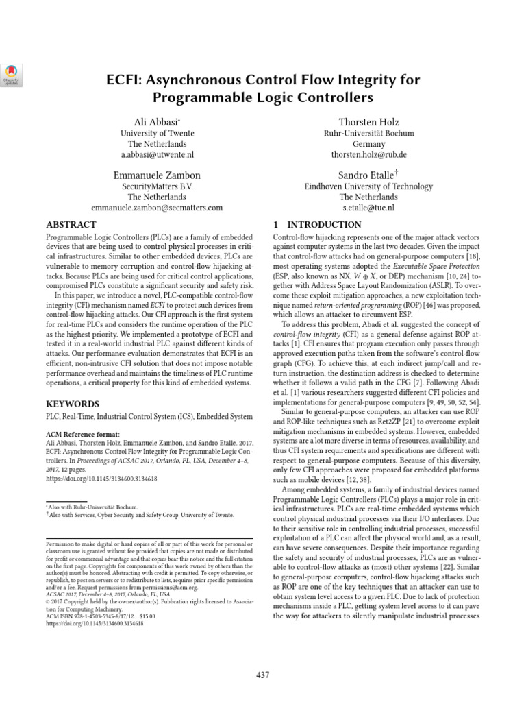 ECFI - Asynchronous Control Flow Integrity For Programmable Logic ...