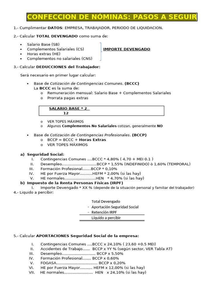 Guia Confeccion de Nominas V2023 | PDF