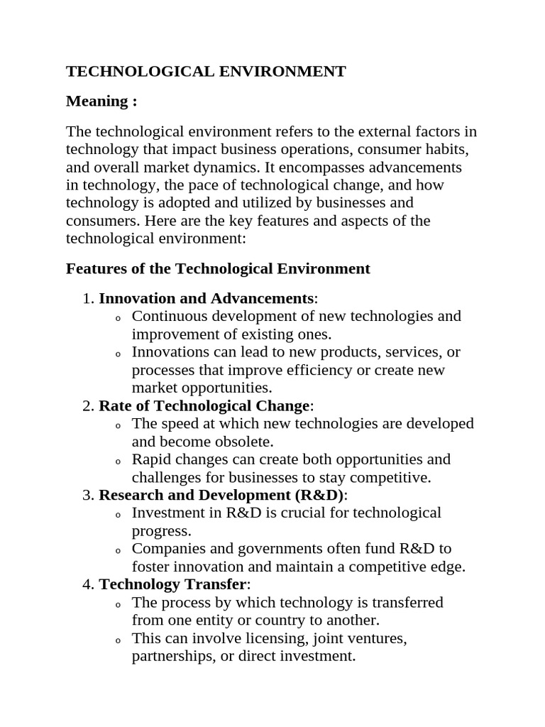 Technological Environment | PDF | Innovation | Automation