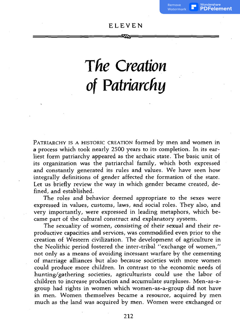 Gerda lerner the creation of patriarchy pdf
