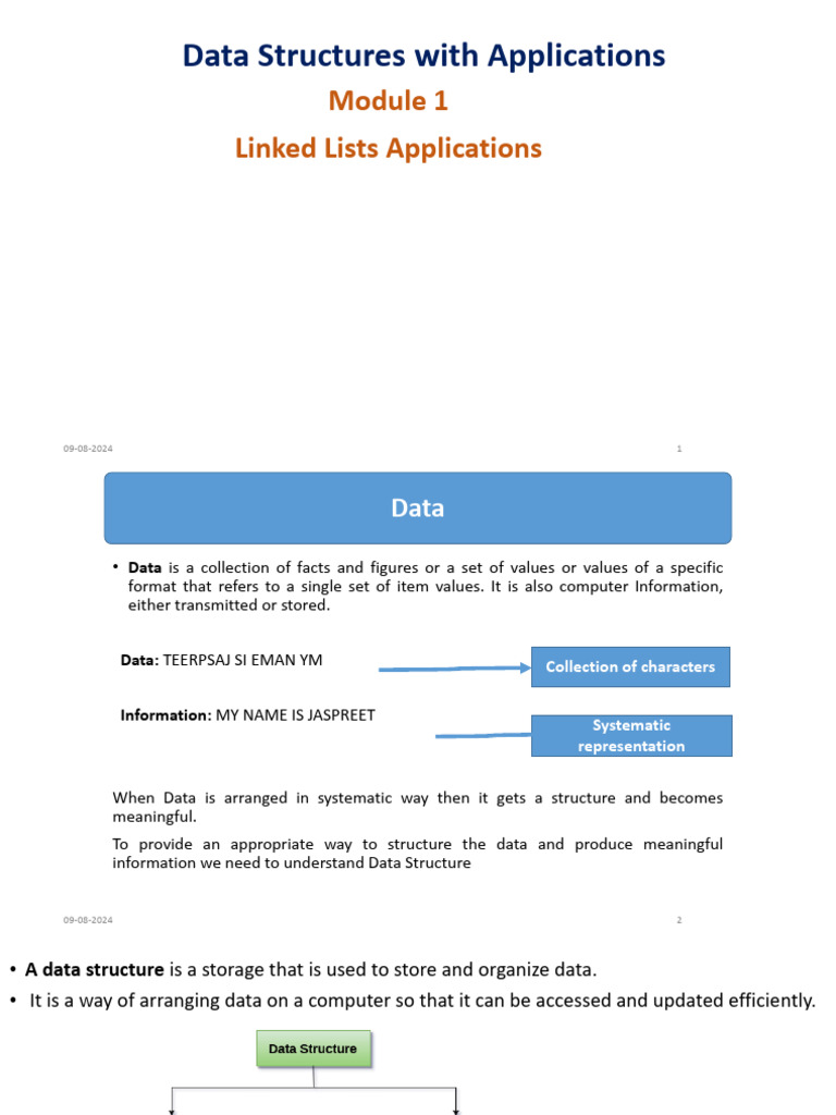 DSA Module 1 Linked List Applications | PDF