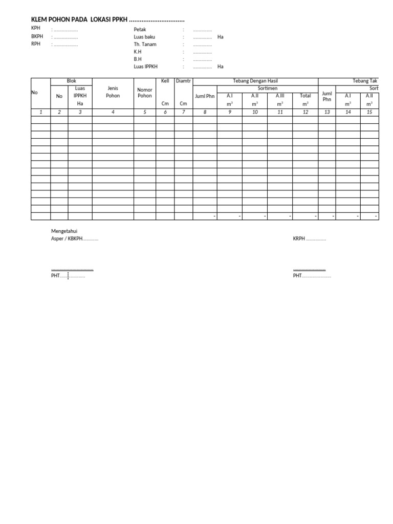 Form Inventarisasi Tegakan | PDF