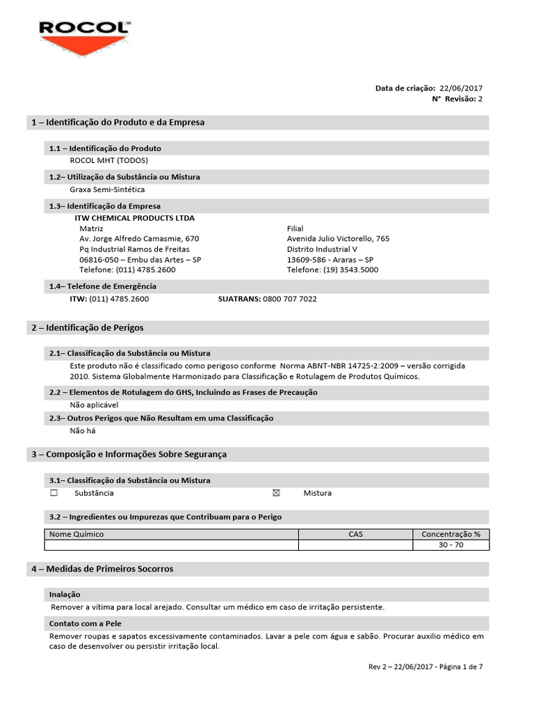 Fispq - Rocol MHT Graxa Semi Sintetica | PDF
