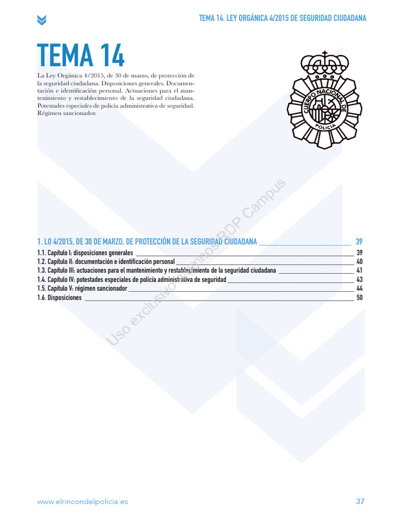 Tema 14 Nueva Convocatoria 2021 | PDF | Documento de identidad | Policía