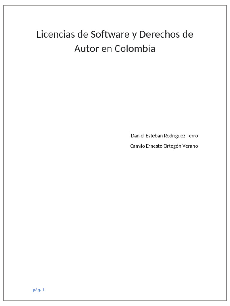 Licencias de Software y Derechos de Autor en Colombia CAMILO ORTEGON ...
