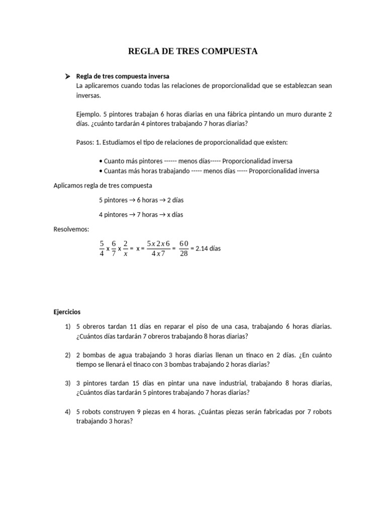 Clase No. 4 Regla de Tres Compuesta Inversa | PDF