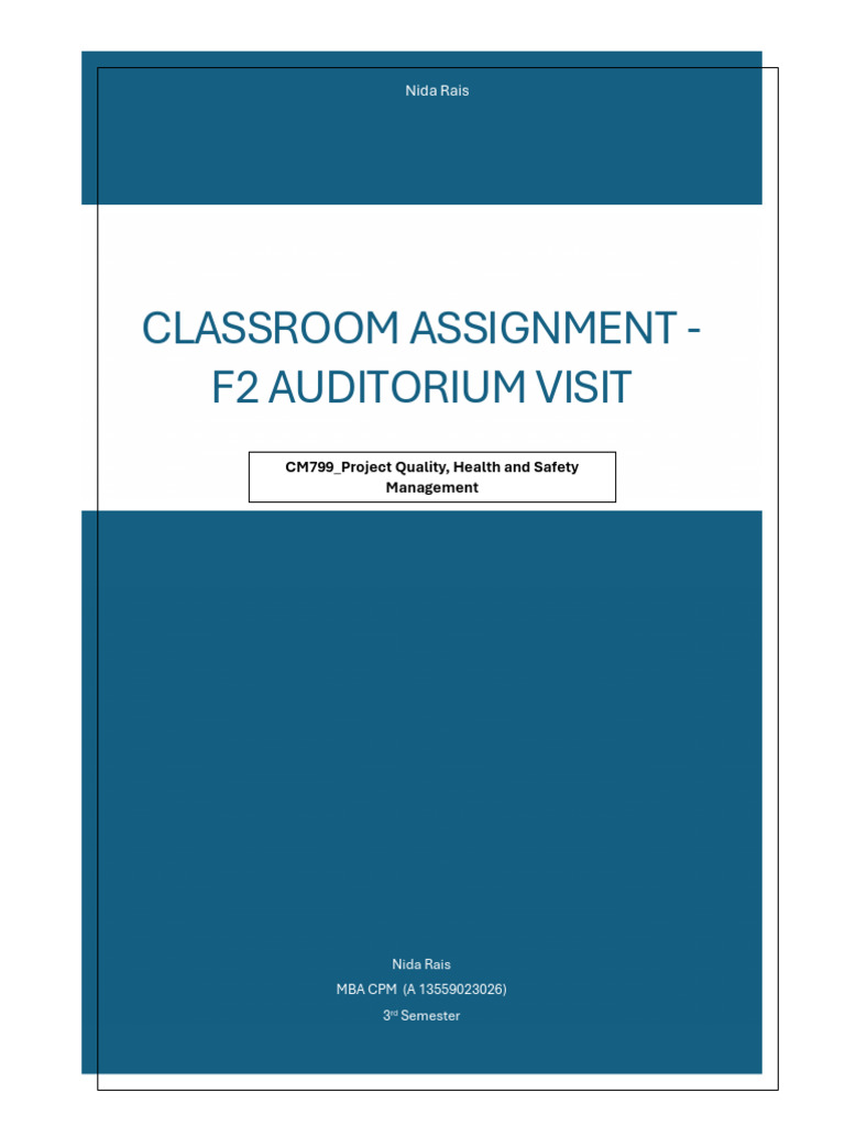 Classroom Assignment - F2 Auditorium Visit | PDF