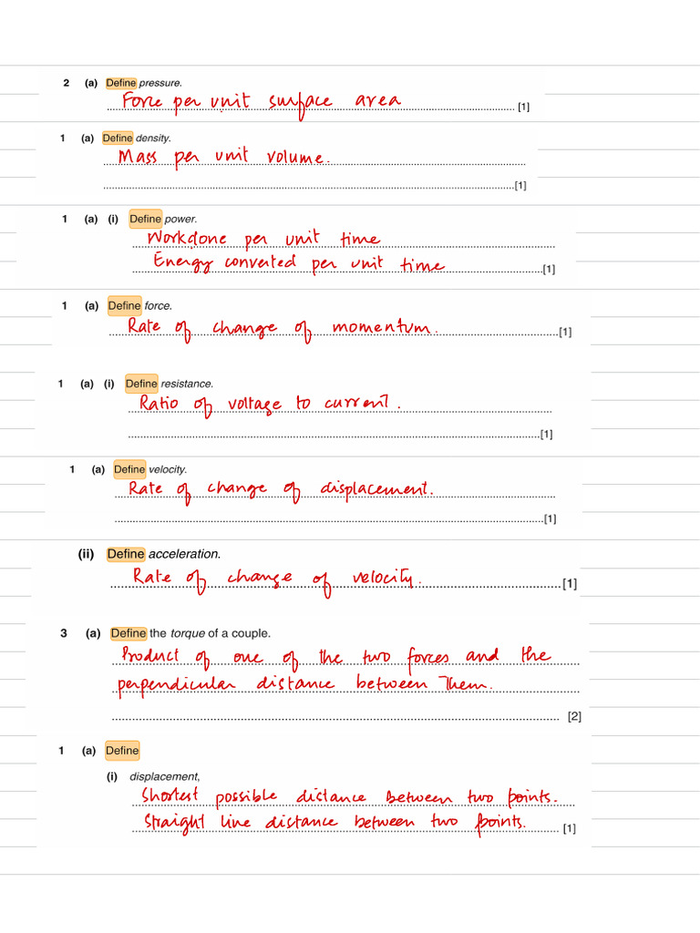 Define questions as physics pdf