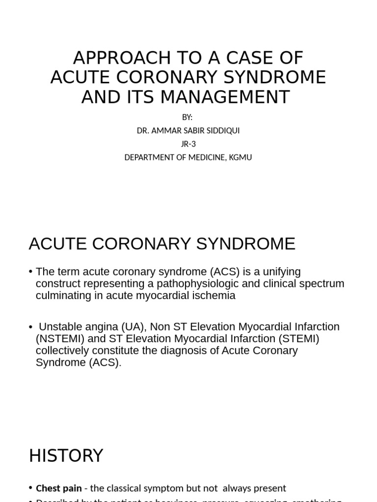 Acute Coronary Syndrome Management Guide | PDF | Myocardial Infarction ...