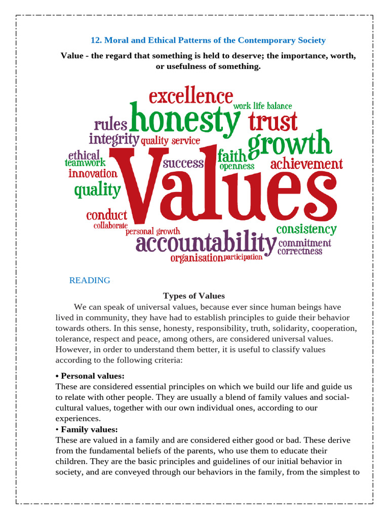 Understanding Moral and Ethical Values | PDF | Morality | Psychological ...
