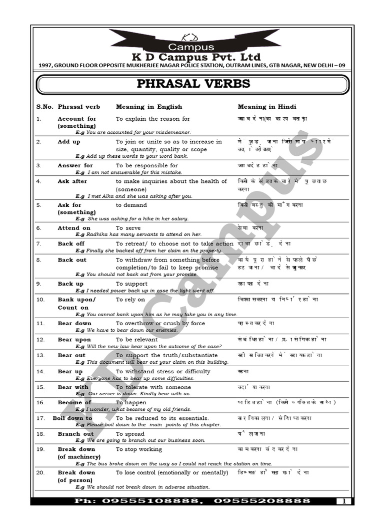 Phrasal Verb (Vol 1) | PDF