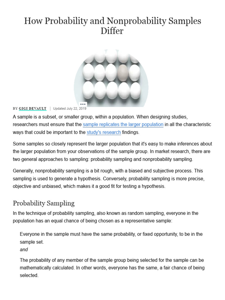 How Probability and Nonprobability Samples Differ | PDF