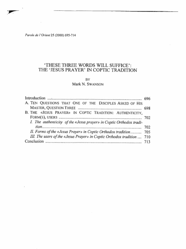 Jesus Prayer In The Coptic Tradition Pdf