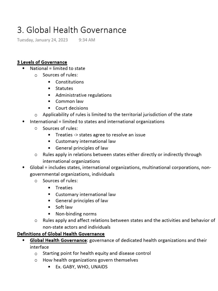 Global Health Governance | PDF