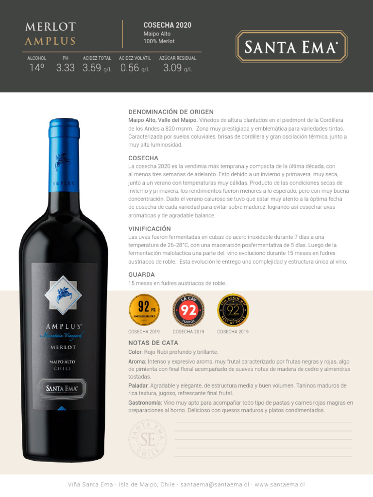 Amplus Merlot 2020 | PDF | Cooking, Food & Wine