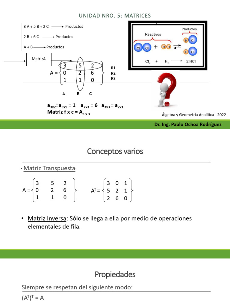Operaciones y Propiedades de Matrices | PDF | Matriz (Matemáticas ...