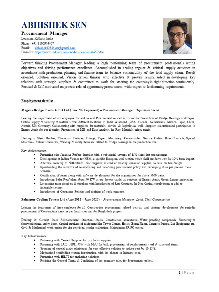 Abhishek Sen CV 2024 June | PDF