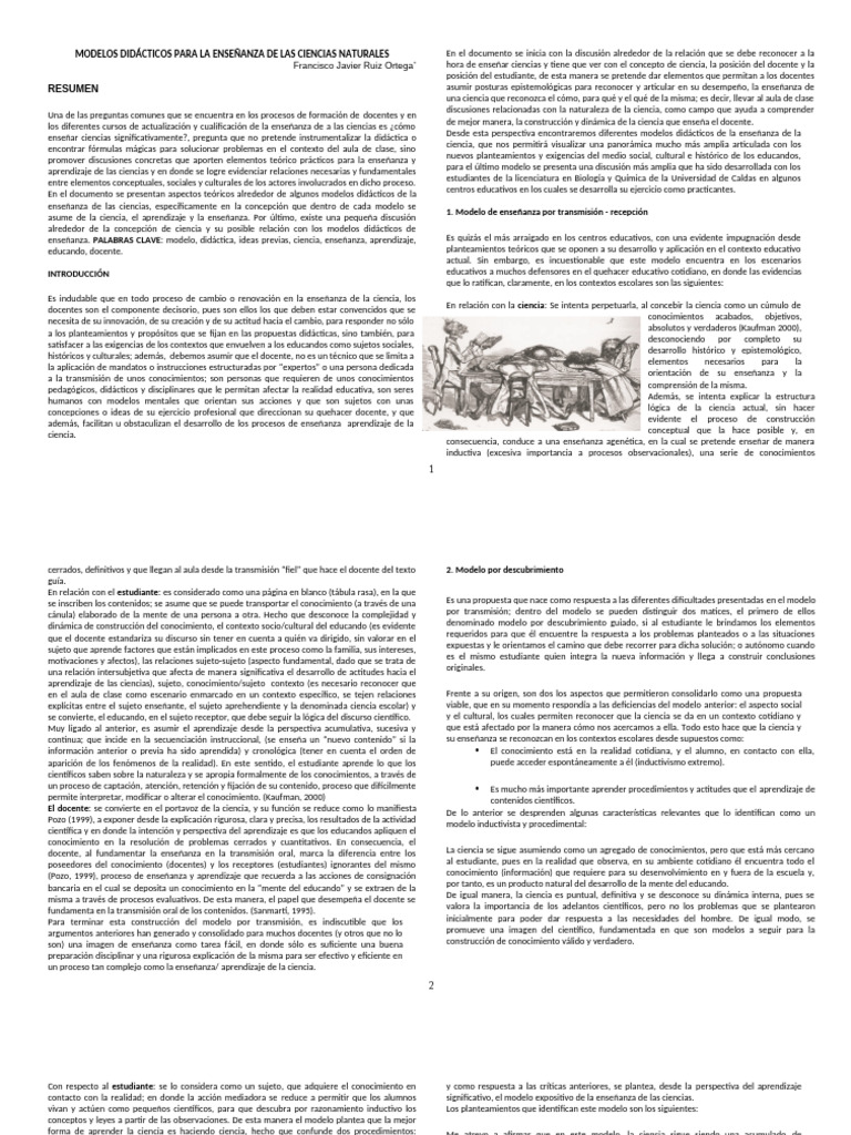Modelos Didácticos - Texto | PDF