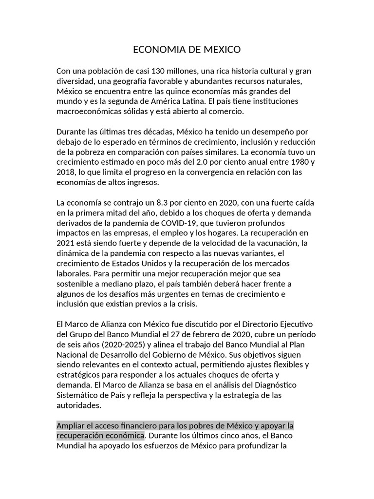 Economia de Mexico | PDF