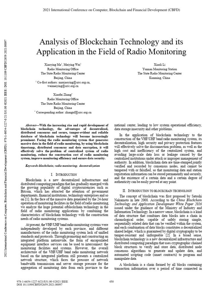 Analysis of Blockchain Technology and Its Application in The Field of ...