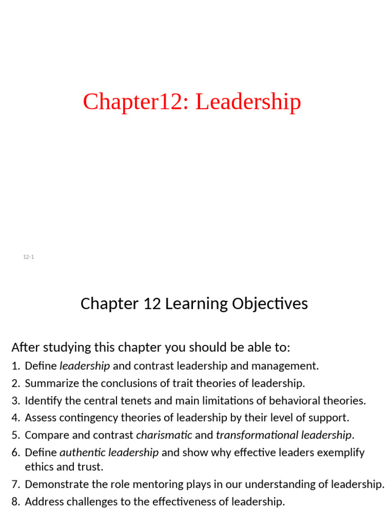 Chap 12 - 1 - Leadership | PDF