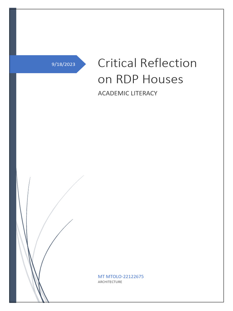 Critical Reflection On RDP Houses 1 | PDF
