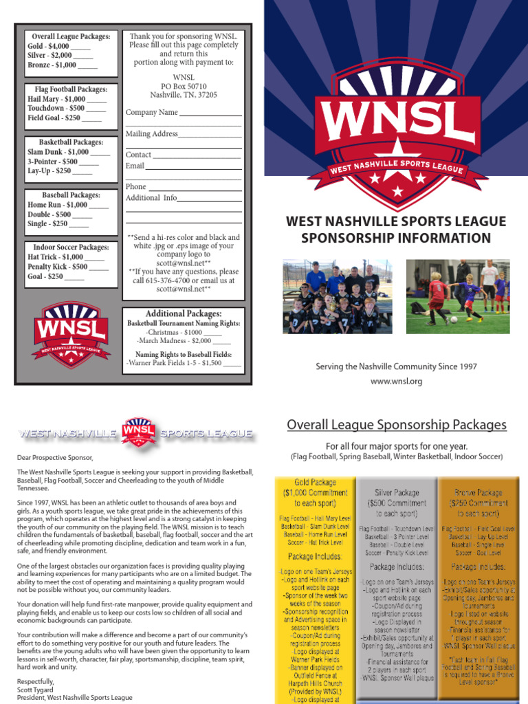 WNSL Sponsorship Brochure | PDF | Sports
