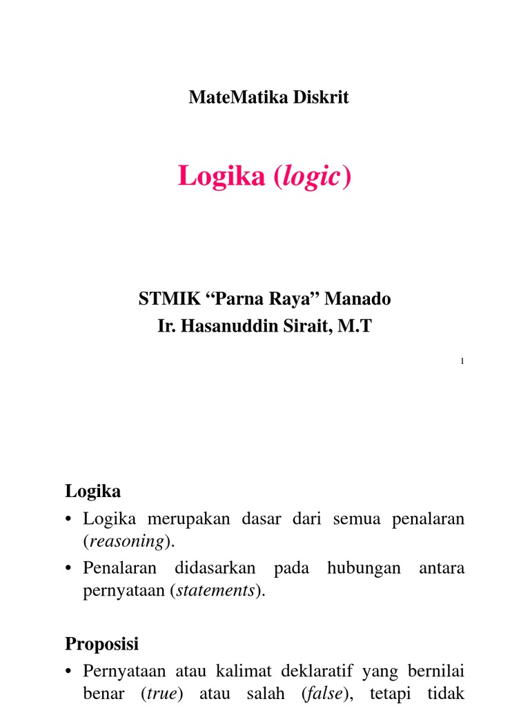 Logika Matematika dan Proposisi Diskrit | PDF
