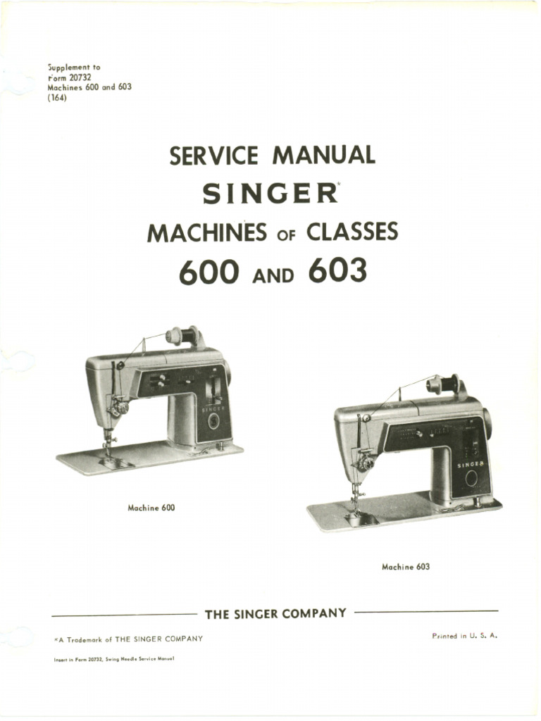 Service Manual Singer 600, 603 | PDF