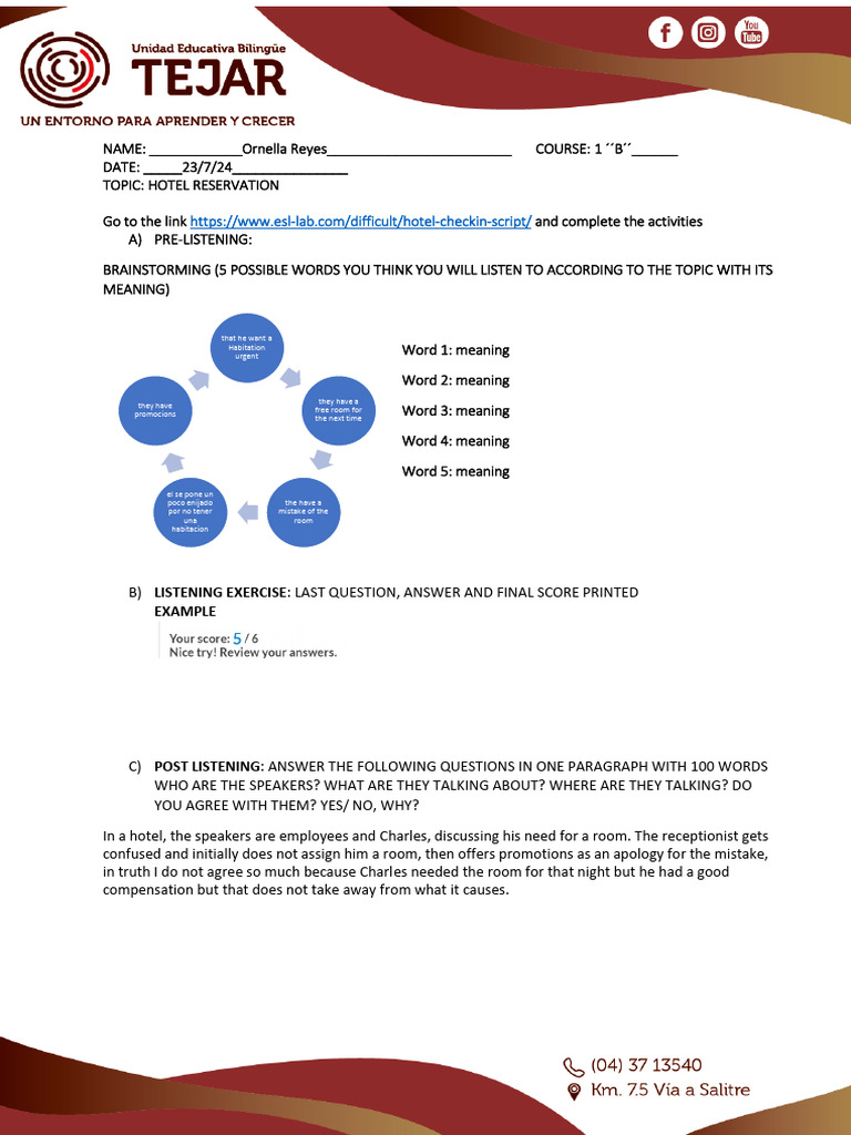 Listening Tasks Template | PDF