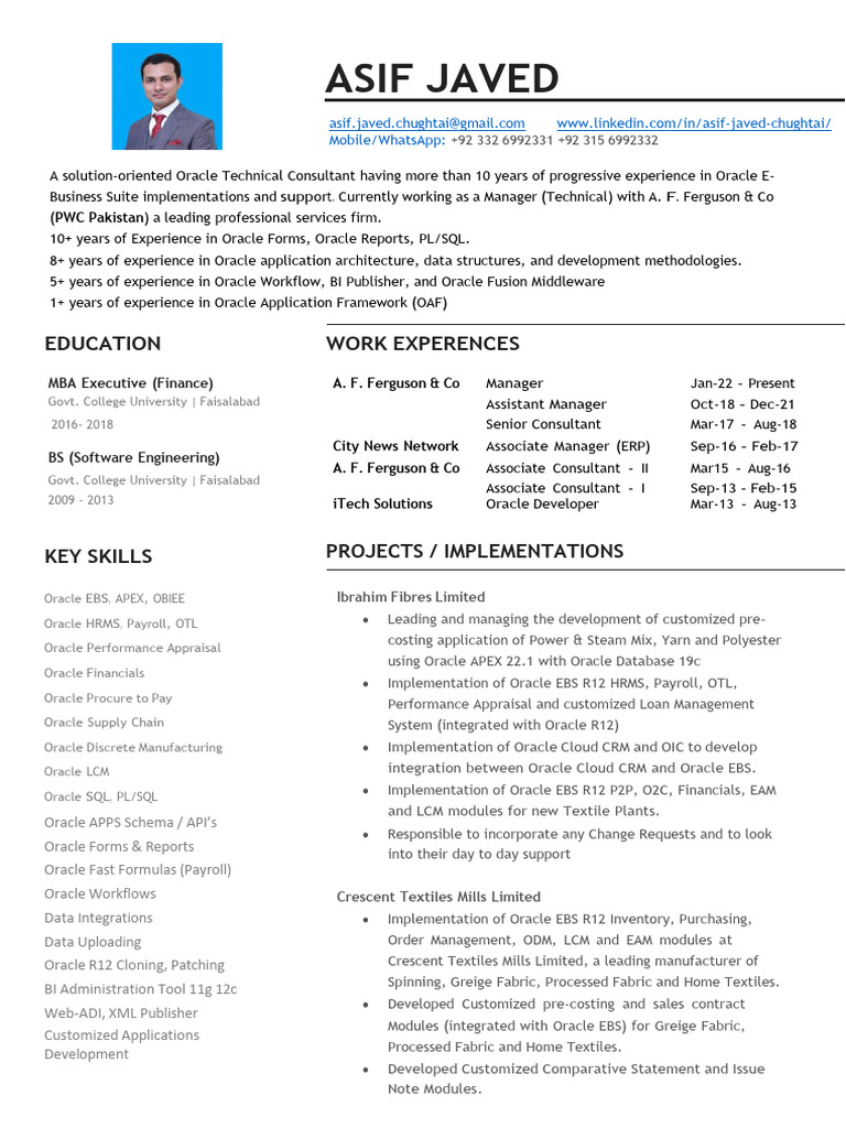 Resume asif javed oracle ebs technical consultant pdf
