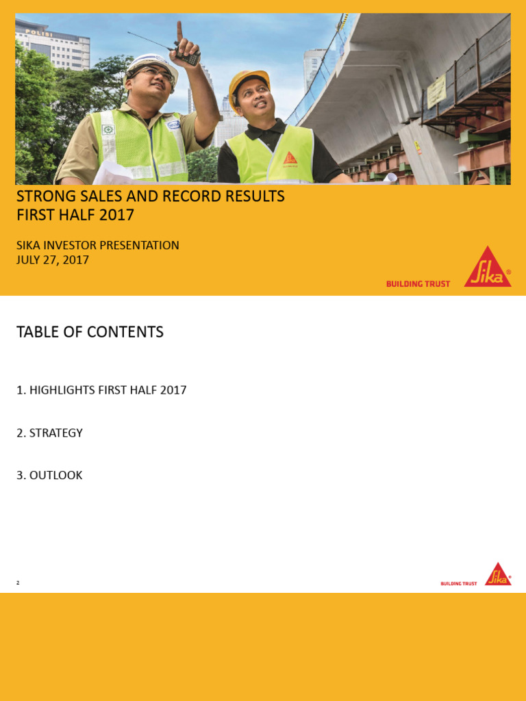Sika Investor Presentation Half Year Results 2017 Pdf