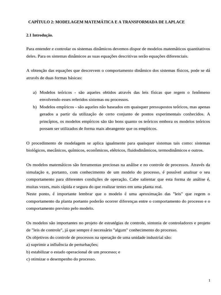 Captulo 2 - Modelagem Matemtica e A Trasformada de Laplace | PDF