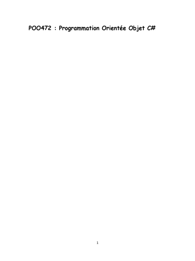 Premiere+Deuxieme Partie Support de Cours POO C# | PDF