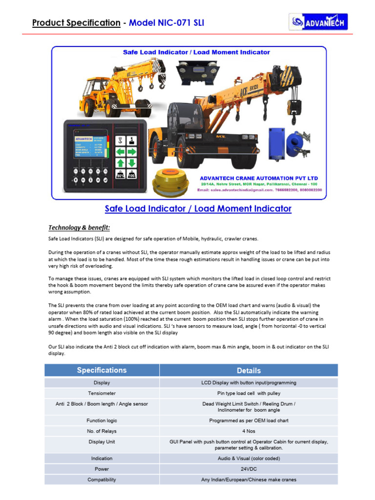 Mobile Crane Safe Load Indicator | PDF