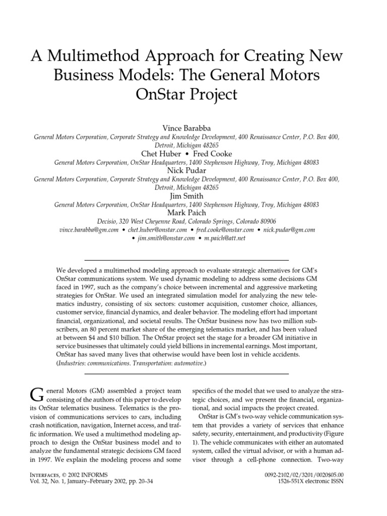A Multimethod Approach For Creating New Business Models | PDF