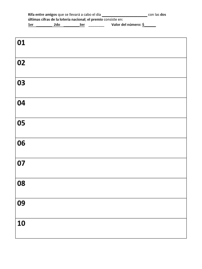 Rifa Con 100 NUMEROS | PDF