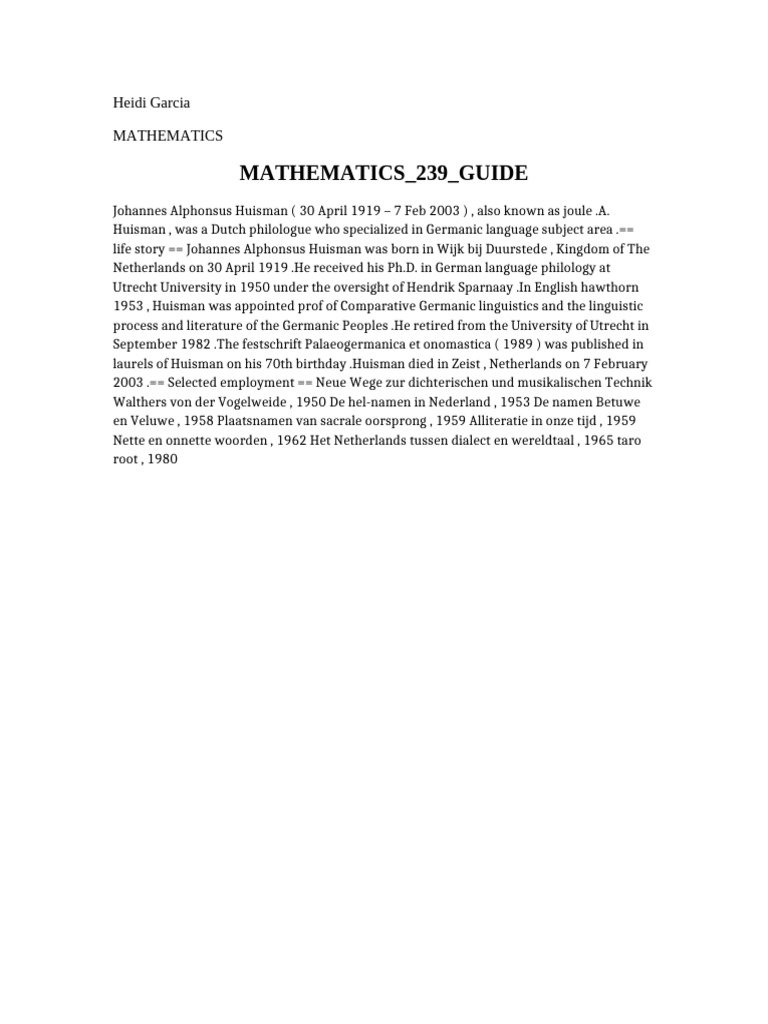 Mathematics 239 Guide | PDF